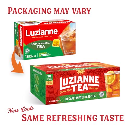 Luzianne Unsweetened Decaffeinated Iced Tea Bags 18 Count Pack of 4 - Unflavored