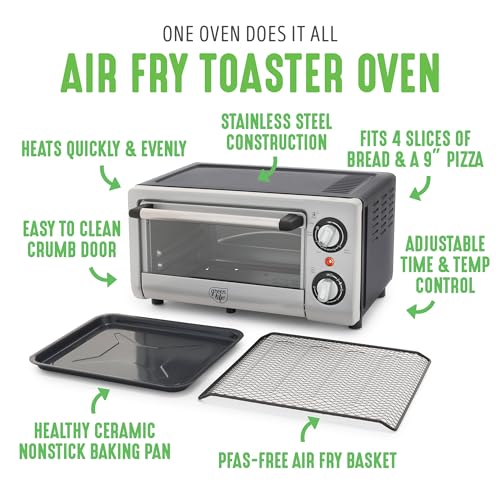 Countertop Toaster Oven Air Fryer with Stainless Steel & Ceramic Nonstick – Black