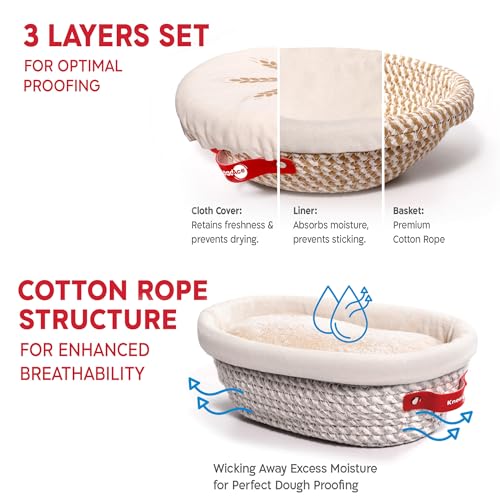 Sourdough Starter Kit with Oval & Round Banneton Proofing Baskets | Artisan Bread Baking Set