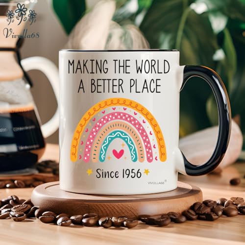Vivulla68 70th Birthday Coffee Mug - 11oz, 70th Rainbow 2026 Edition