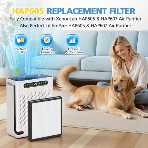 White 2 Pack Air Purifier Replacement Filter for FreAire HAP605 & HAP607