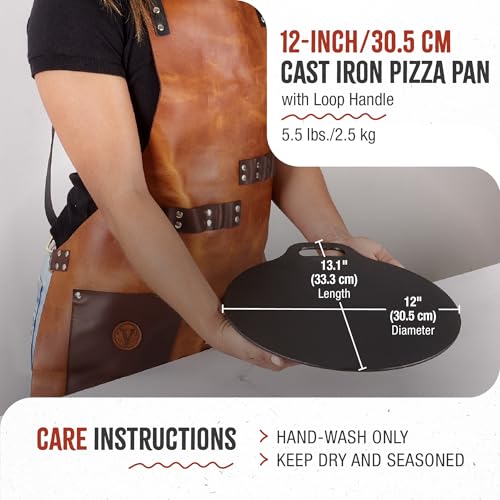Victoria 12-Inch Cast Iron Tawa Dosa Pan with Loop Handle, Seasoned Cooking Skillet