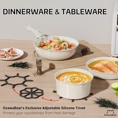 Cream White 23-Piece Non-Stick Pot and Pan Set with Detachable Handles - Space Saving Cookware