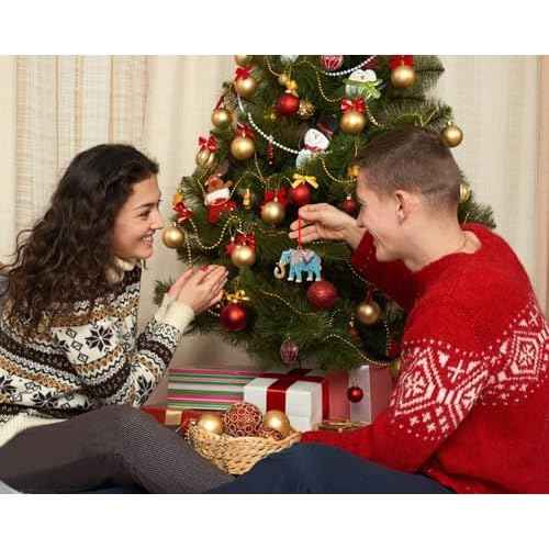 D24TIME Elephant Christmas Ornament - Metal Teal Ornament for Christmas Tree Friendship Sisterhood Elephant Ornaments for Women Kids Home Decorations Hanging Gifts