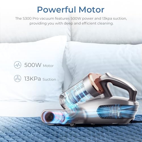 JIGOO S300 PRO Mattress Vacuum Cleaner with UV & Ultrasonic, HEPA Filter, Handheld Bed & Sofa Cleaner
