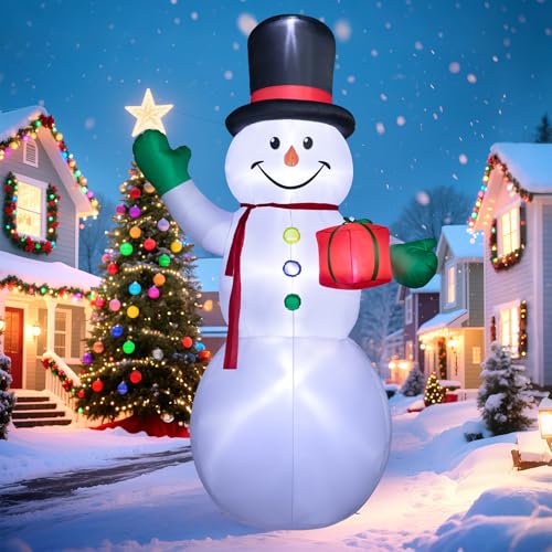 Dawdix 15FT Inflatable Snowman Christmas Yard Decor with LED Lights & Hat