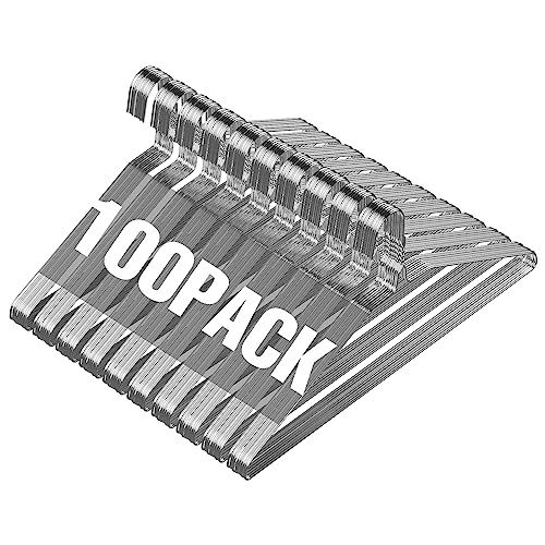 SPECILITE Silver Wire Metal Clothes Hangers Bulk 100 Pack Ultra Thin & Sturdy