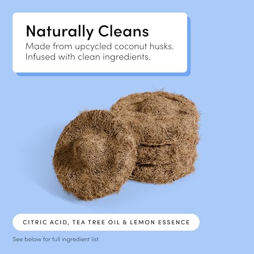 Toilet Brush Set with Holder & Coconut Husk Scrubbing Pads - Starter Kit