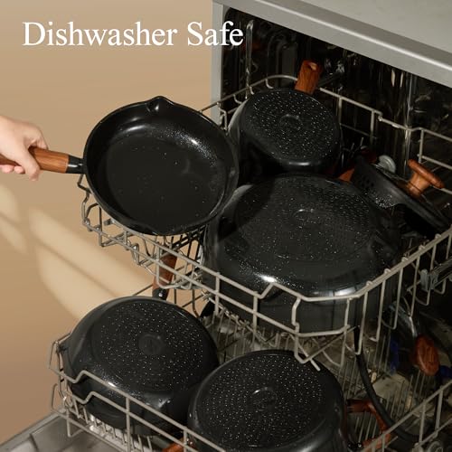 CAROTE 14Pcs Pots and Pans Set Non Stick, Cookware Sets Induction Cookware Granite Cooking Set with Frying Pans, Saucepans, Saute Pan, Extra Large Casserole