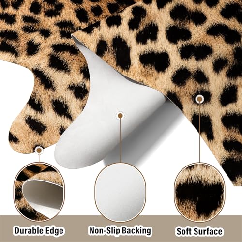 AROGAN Premium Leopard Print Rug, Faux Cheetah Rugs, Non-Slip 4.6 x