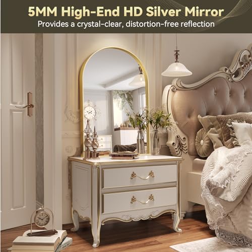 Brightify Gold Arched Wall Mirror 32x24 Inch Bathroom Vanity & Living Room Decor