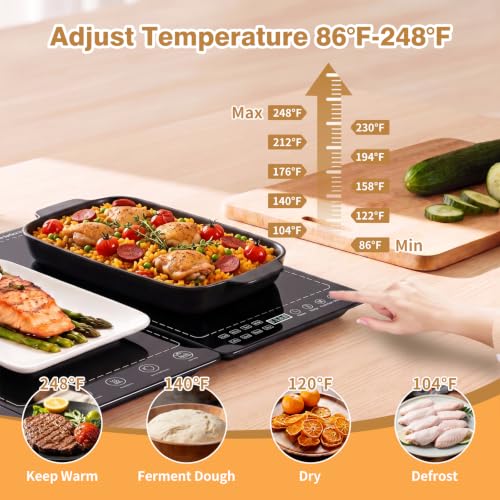 Black 5-in-1 Electric Food Warming Tray Buffet System 41x15 Inch with 10 Temp & 24H Timer