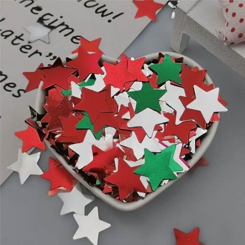 Red White Green Star Confetti 0.78inch/2cm 8000PCS Table Confetti for Christmas Party Birthday Decoration or Filled Balloons