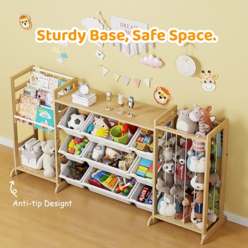 Large Toy Storage Organizer with Bookshelf & Stuffed Animal Storage - White 65"