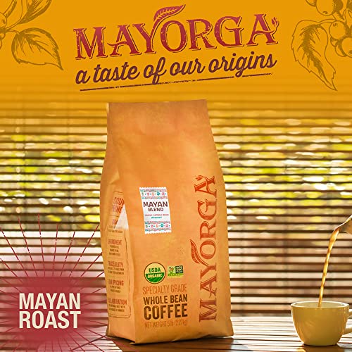 Organic Mayan Blend Coffee 80oz - Medium Roast Whole Bean Arabica, Low Acidity