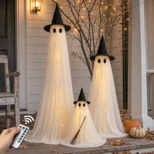 Halloween Decorations Outdoor 3 Pack Lighted Ghost-Family with Timer