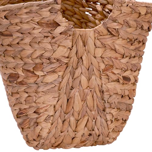 Natural Water Hyacinth Wicker Basket with Handles - Tall Storage Bin