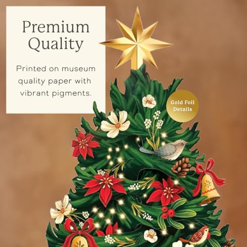 FreshCut Paper Twinkling Poinsettia Light-Up Tree - USB Rechargeable Holiday Decor