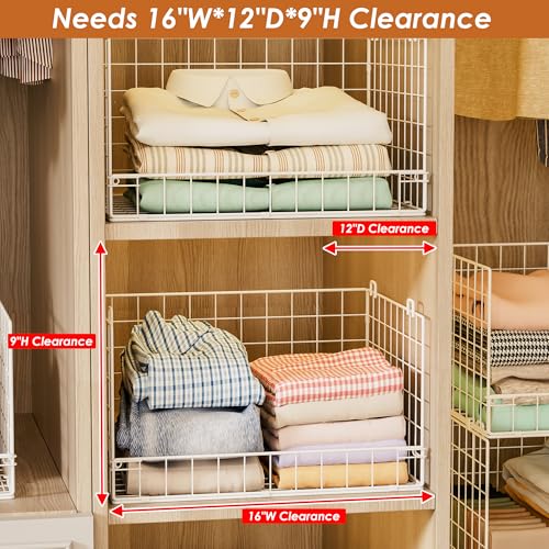 6-Tier Stackable Closet Organizer Shelves White - Clothes & Storage Bins
