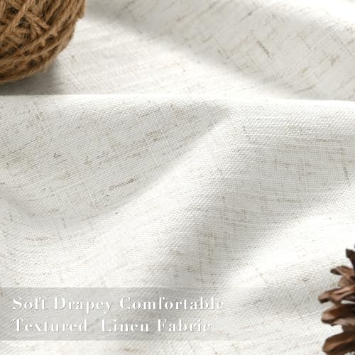 Blackout Linen Curtains 52x84 Inches Set of 2 - Natural Beige, Room Darkening, Thermal Insulated