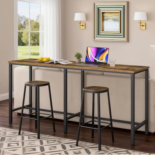 YATINEY 78.7-Inch Rectangular Bar Table - Industrial Counter Height Dining