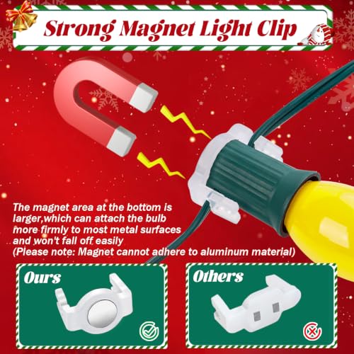 Round-Clear Magnetic Christmas Light Clips 200 Pack for C7 C9 Sockets - UQM