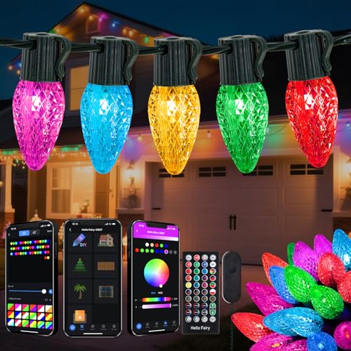 FANCILLUMA 132FT RGB Color Changing Smart C9 Christmas Lights Outdoor - Connectable, App & Remote Control