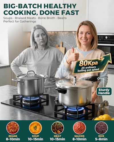 WantJoin 10.6 Qt Stainless Steel Induction Pressure Cooker with Spring Valve Safety