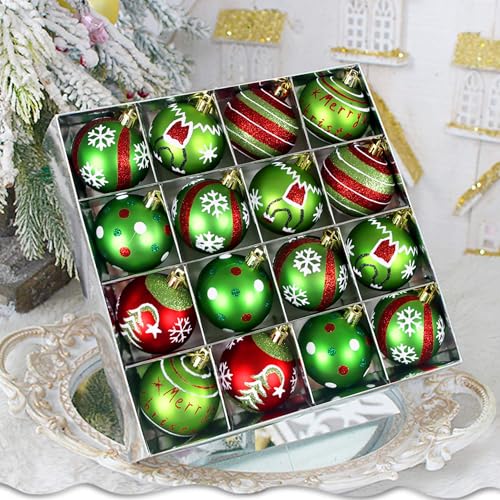 Christmas Decorations Ornaments for Tree - 16Pcs 2.4Inch Red and