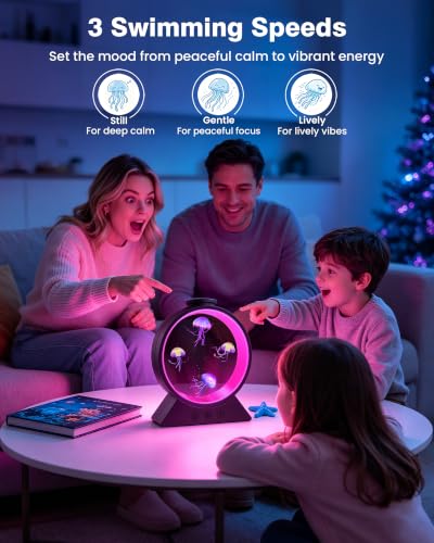Jellyfish Lamp for Sleep Anxiety Calming Night Light Bedroom(Black)