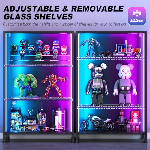VersionTECH Black 3-Tier Display Case with RGB Lighting & Charge Ports