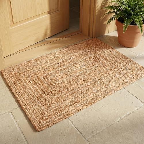 Hausattire 2'x3' Natural Jute Braided Kitchen Rug - Handmade Durable Reversible Mat