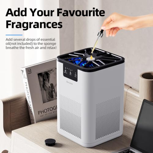 AROEVE White Air Purifier with Aromatherapy, Sleep Mode, 215 sq ft - MK06A