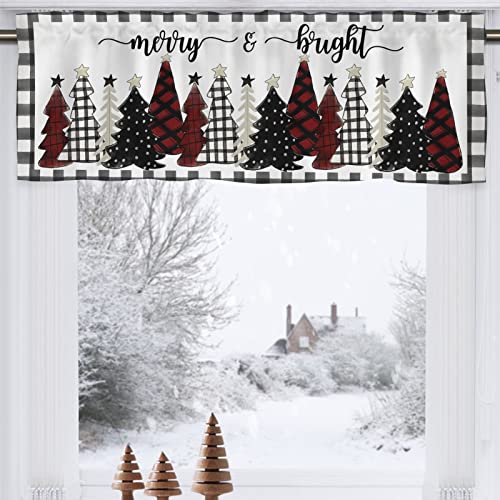 Christmas Tree Valance Curtain 54x18 inch Buffalo Check Holiday Decor