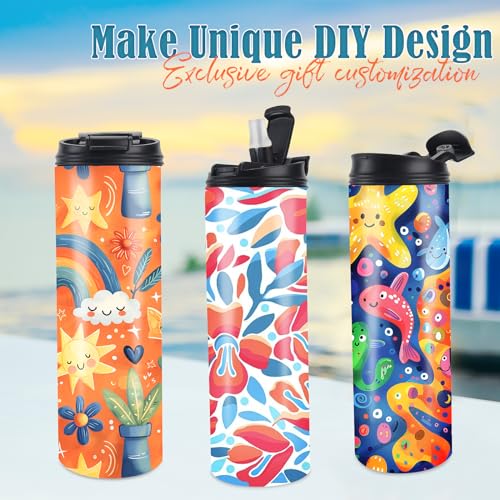 Joyclub White 8 Pack 20oz Sublimation Water Bottles with Dual Openings & Leakproof Lids