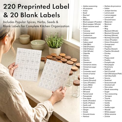 EDELHAUS Glass Spice Jars with Acacia Wooden Lids & White Labels - 24 Pack