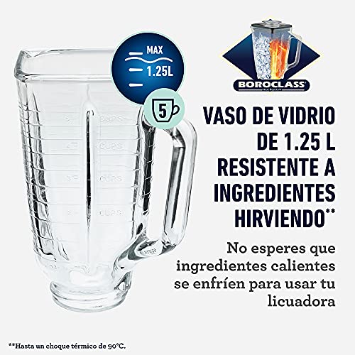 Oster 1.25L Chrome Blender - 700W, 3 Speed, Durable Glass Jar