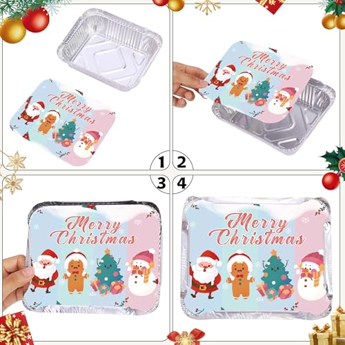 SAITI 50 Pack Christmas Cookie Tins with Lids - Festive Aluminum Food Containers