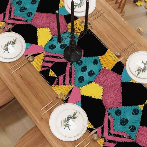 Linen Halloween Table Runner 72 Inches Long, Halloween Home Kitchen Dining Room Table Decor, Christmas Xmas Winter Holiday Decorations and Supplies for Home