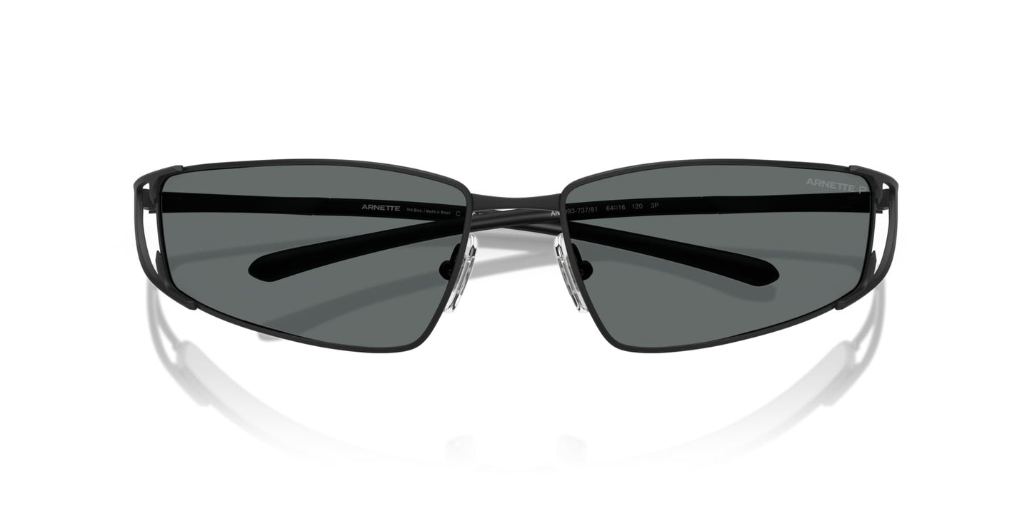 ARNETTE Man Sunglasses Matte Black Frame, Polar Grey Lenses, 64MM