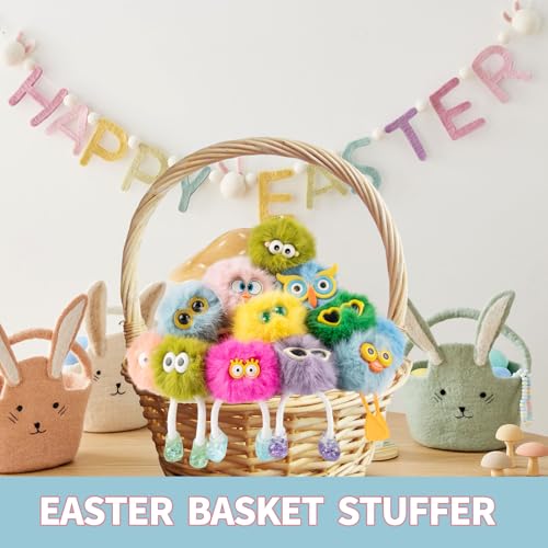 OMyFav 48PCS Plush Monster Keychains - Fun Backpack Charms & Party Favors