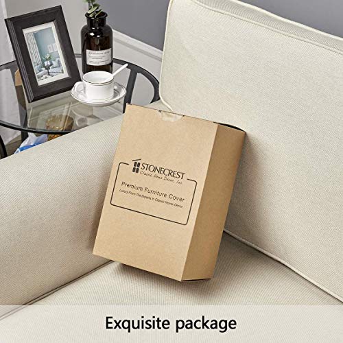 STONECREST White/Beige Sherpa Recliner Chair Cover 23" Regular Slipcover - Stay in Place, Non-Slip Faux Leather Back, Winter Cozy