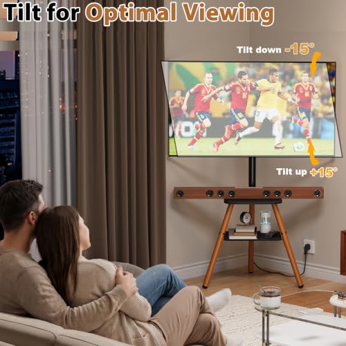 Adjustable Tripod TV Stand for 23-65 Inch Screens with Shelves & Cable Management
