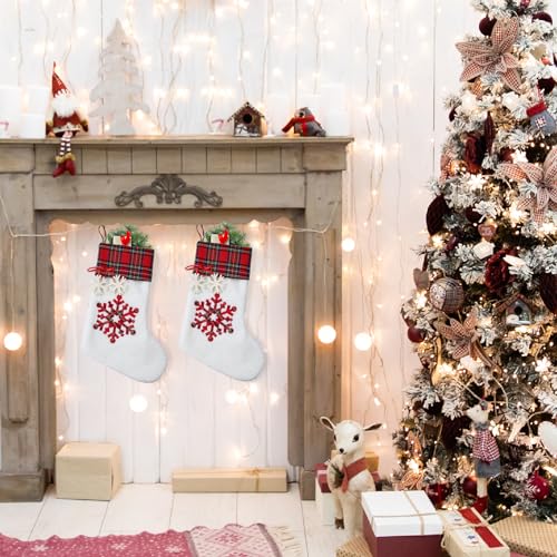 XinblueCo Christmas Pet Stockings - Red Snow Paw and Fish Bone Pattern, Large Fireplace Hanging Decor