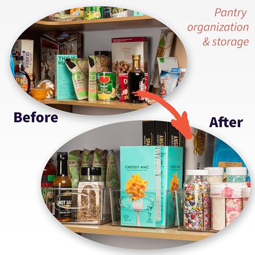 ClearSpace Pantry Organizers with Removable Dividers - 8 Pack, 10.5"L x 6"W x 3.5"H Kitchen Storage Bins