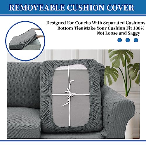 3-Piece Stretch Sofa Cover Set for 71-91 Inch Couches with Cushions - Light Gray