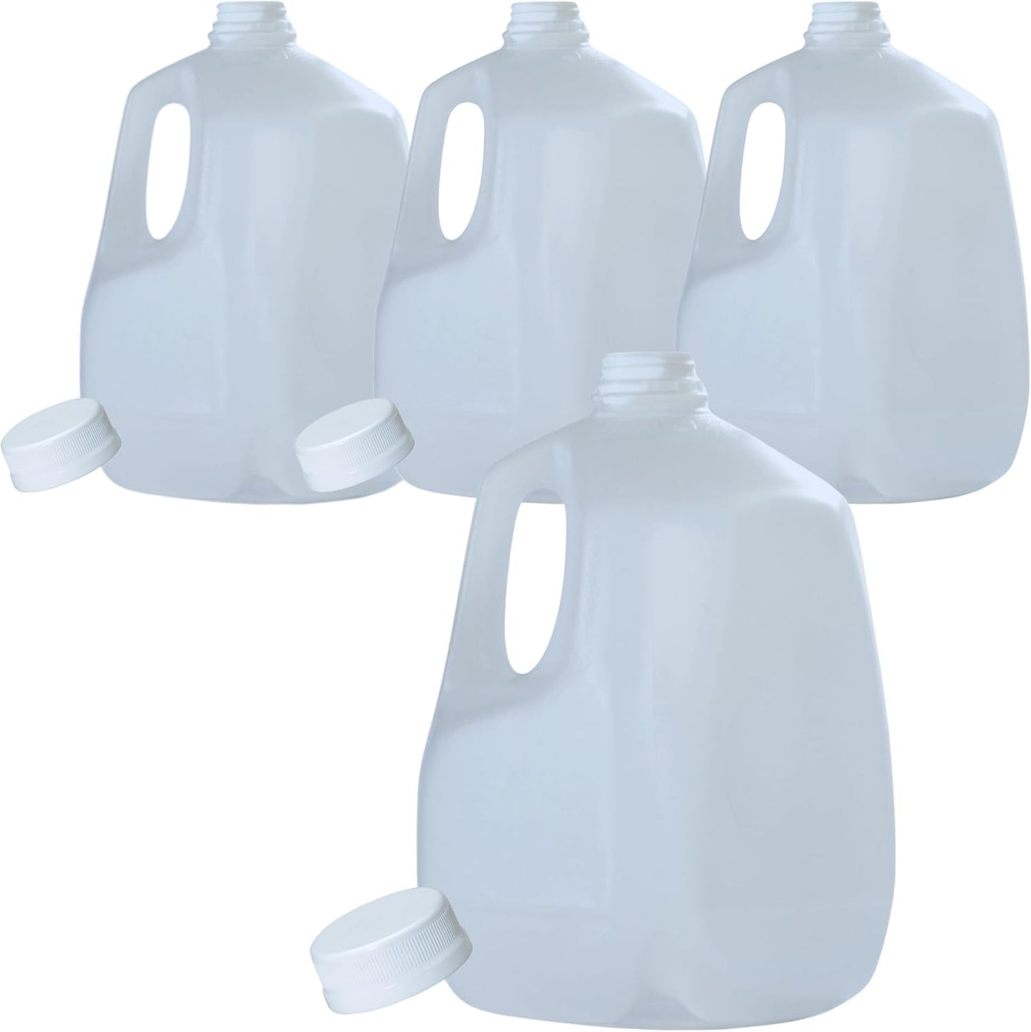 (4 PACK) 128 Oz Empty Plastic Gallon Juice Bottles with Tamper Evident WHITE Caps - Smoothie Bottles - Ideal for Juices, Milk, Smoothies, Picnic's and Even Meal Prep - Made in USA
