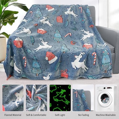 Christmas Blanket for Boys, Christmas Glow in The Dark Blanket for Kids/Toddler/Baby, Soft Fleece Blankets and Throw, Birthday 40"x 60"