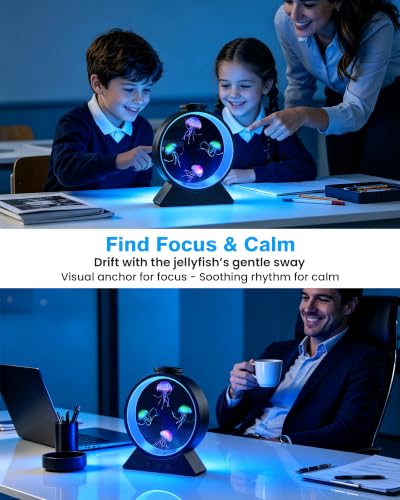 Jellyfish Lamp for Sleep Anxiety Calming Night Light Bedroom(Black)