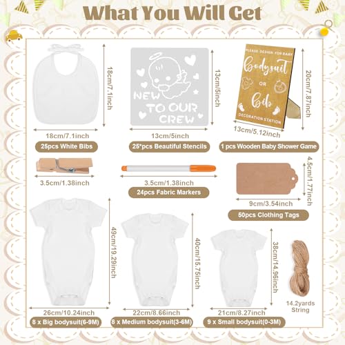 Baby Shower Decoration Kit with Bibs & Bodysuits - Classic Kraft